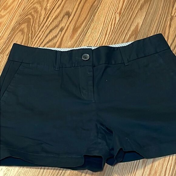 LOFT Black Cotton Chino Shorts, Flat Front, 4 - Picture 2 of 8